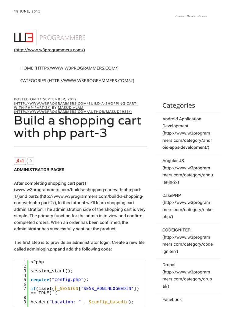 Build A Shopping Cart With PHP Part3 W3programmers PDF Computing