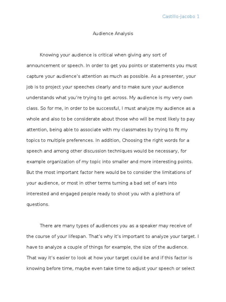 Essay Sample on Audience Analysis - Sample For College Student [Free]