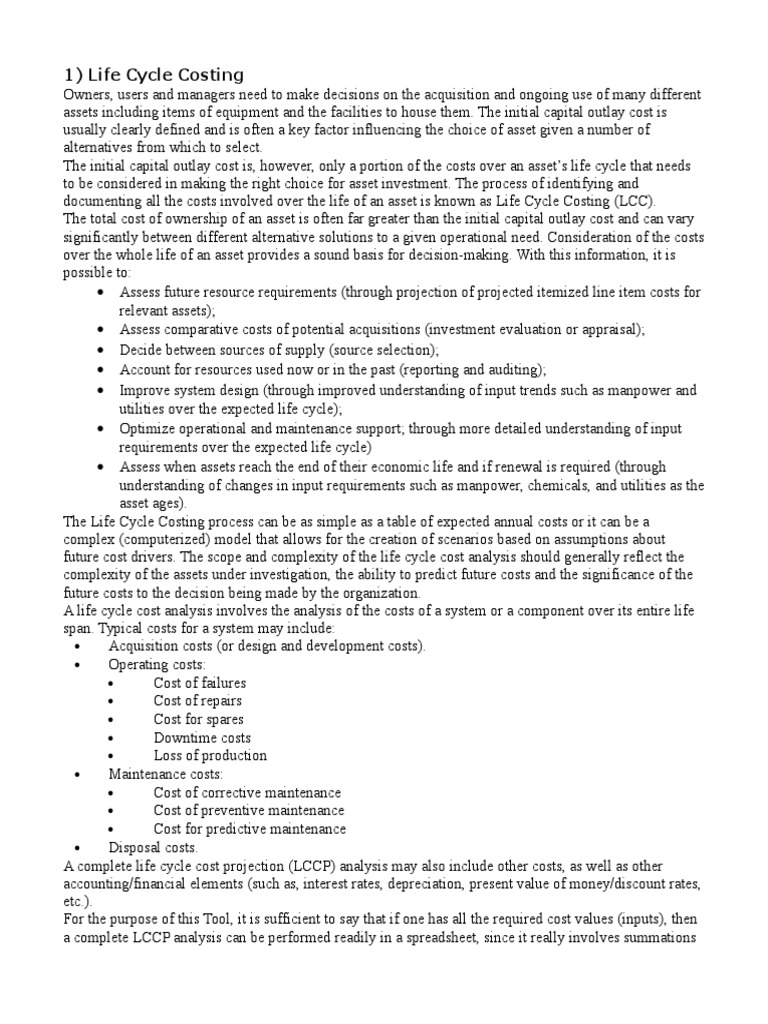 1) Life Cycle Costing | PDF | Life Cycle Assessment | Economics
