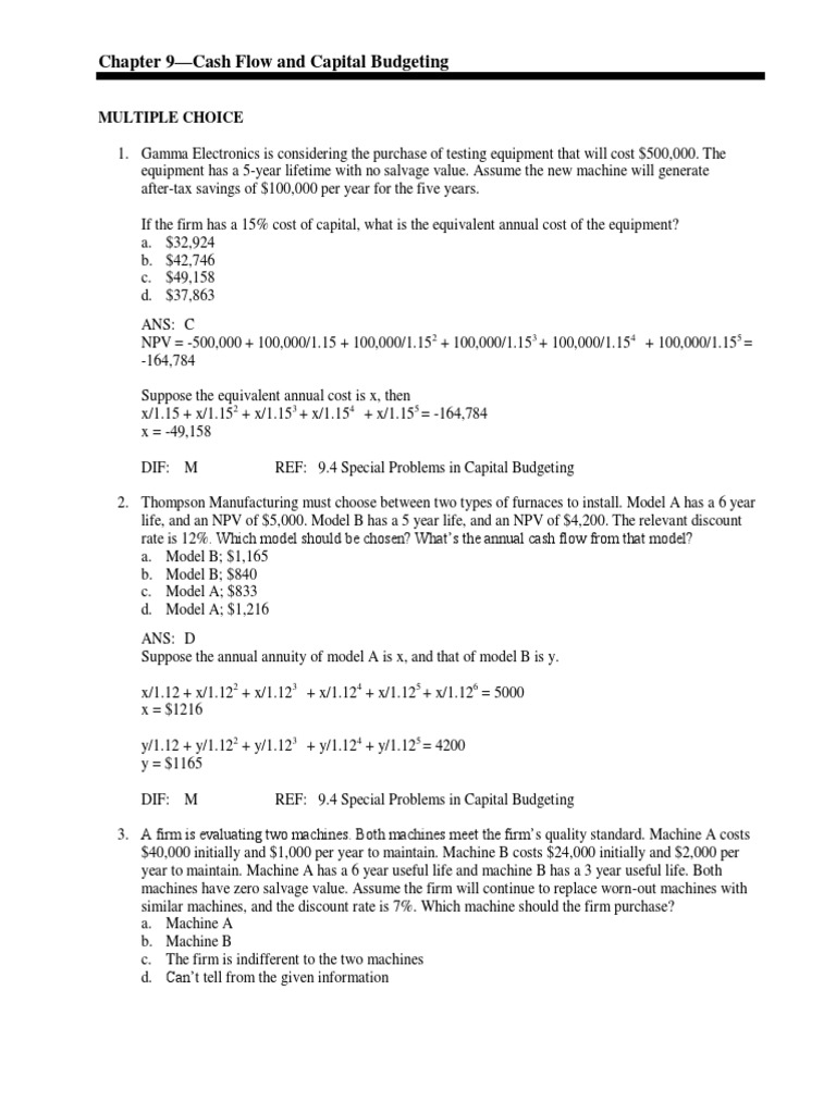 Cash Flow& Capital Budgeting PDF | PDF | Capital Budgeting | Net ...