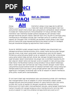 Kunci Pembuka Surat Al Waqiah