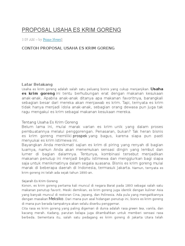 Contoh Proposal Usaha Ice Cream Goreng Barisan Contoh Contoh Proposal Usaha Ice Cream Goreng Barisan Contoh