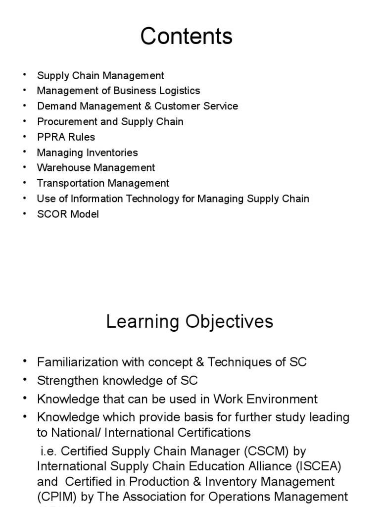 Supply Chain Management Overview Guide | PDF | Supply Chain Management ...