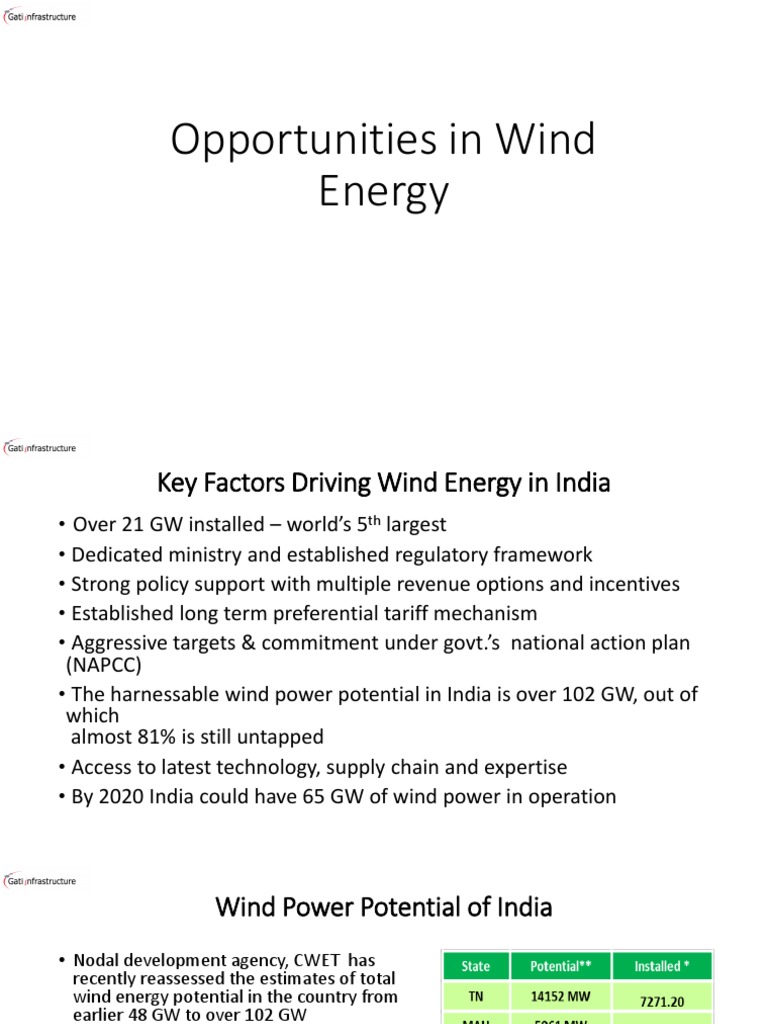 Wind Energy Presentation India PDF | PDF | Wind Power | Power (Physics)