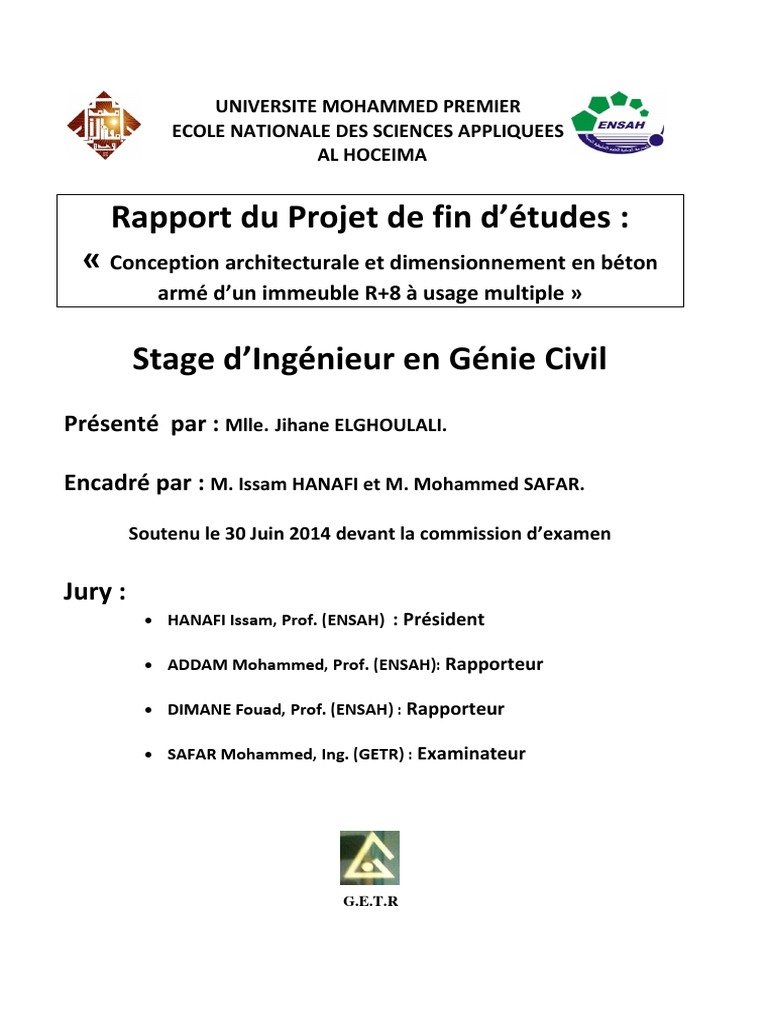Rapport PFE Genie civil  Béton armé  Résistance des matériaux