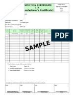 SAM PLE: Inspection Certificate 3.2 (Manufacturer's Certificate)