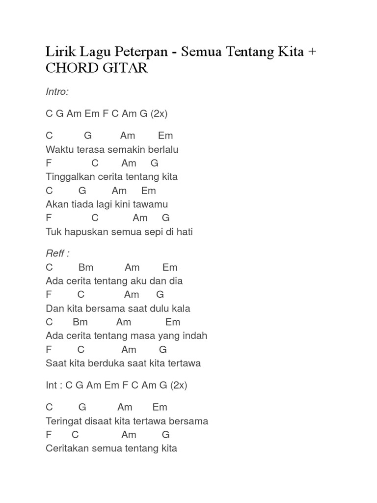 Lirik Lagu Peterpan Semua Tentang Kita Pdf