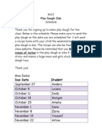 Playdough Club Schedule
