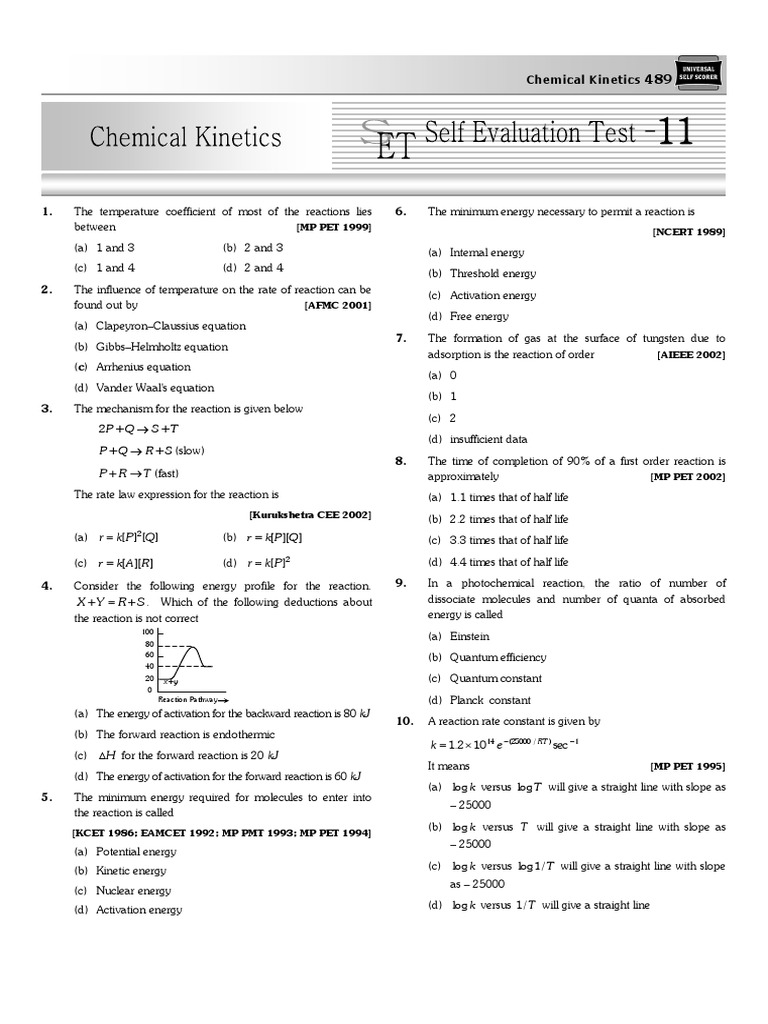 04 Chep 11 Chemical Kinetics SET Final E | PDF | Activation Energy ...