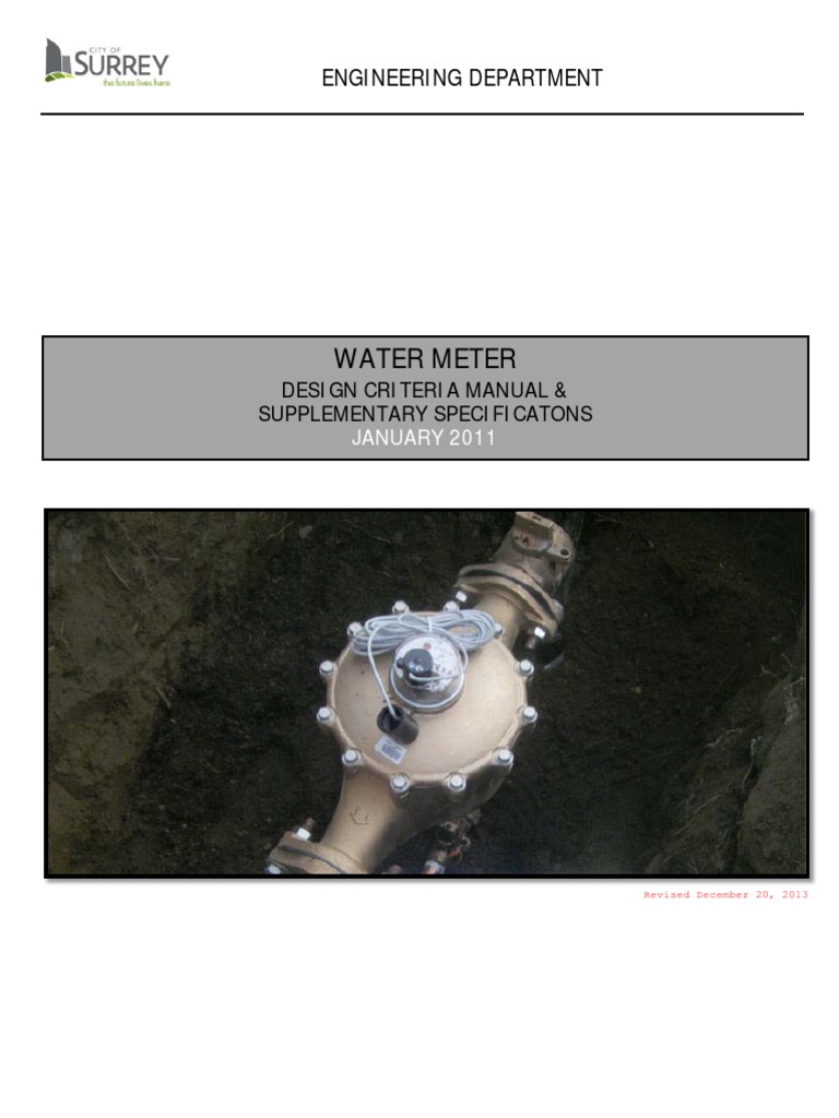 Water Meter Design Criteria Manual | PDF | Valve | Fire Sprinkler System
