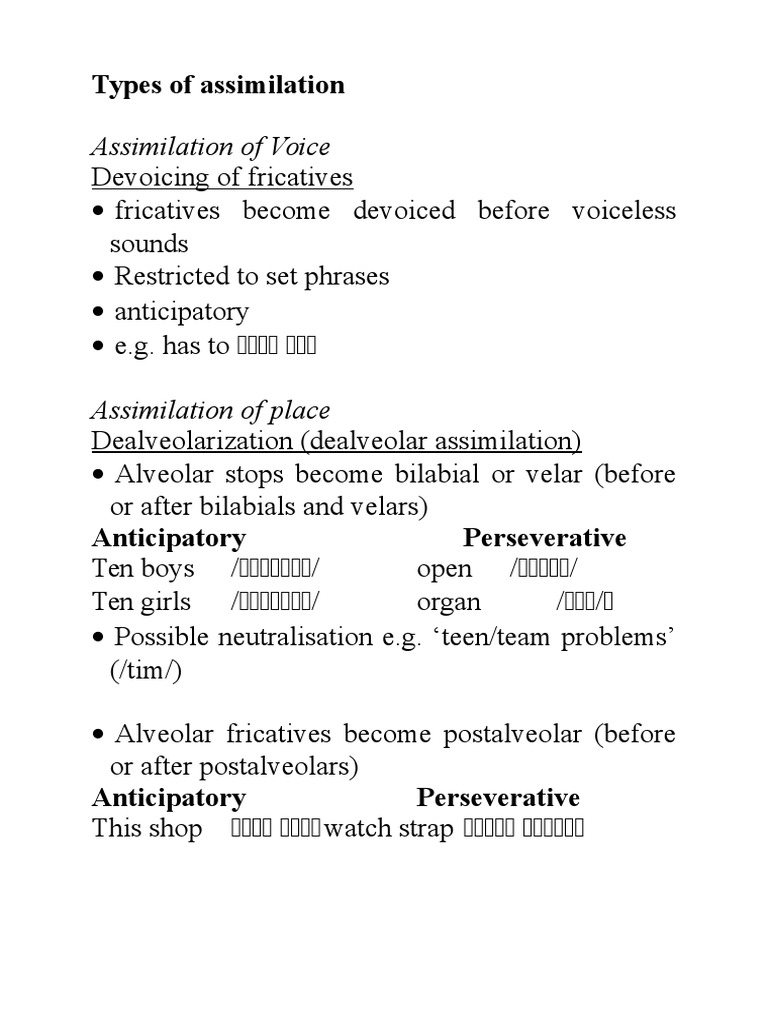 Types of Assimilation | PDF