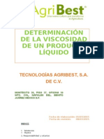 DETERMINACIÓN DE LA VISCOSIDAD DE UN PRODUCTO LÍQUIDO