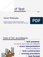 Types of Test and Testing