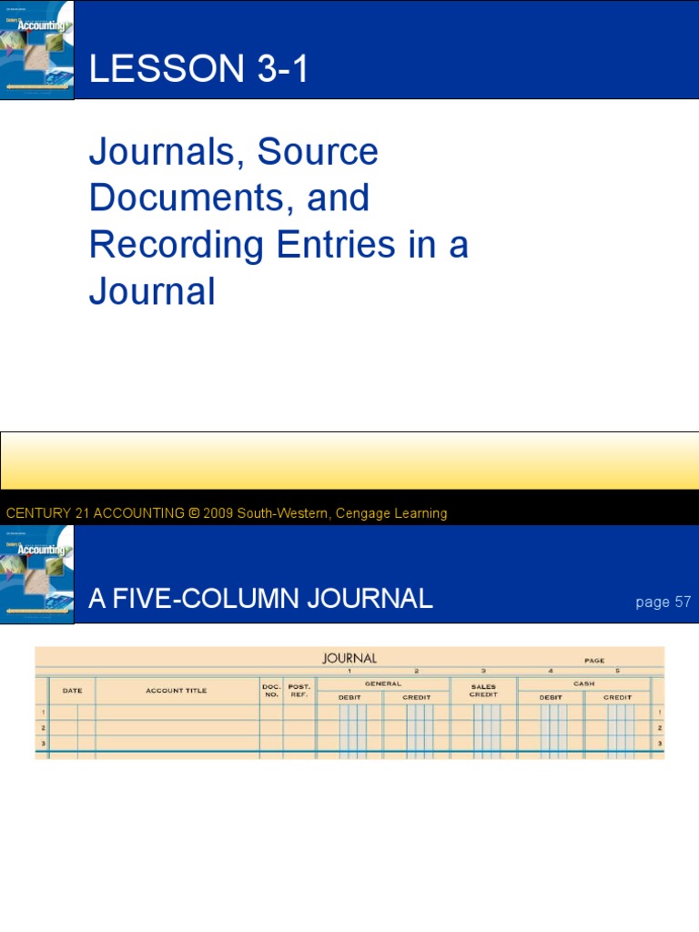 Lesson 3-1: Journals, Source Documents, and Recording Entries in A ...