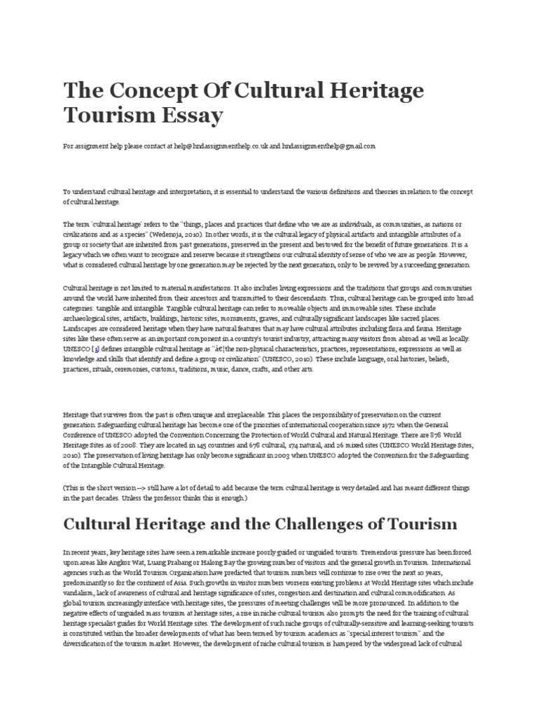 The Concept of Cultural Heritage Tourism Essay Digitizing Cultural