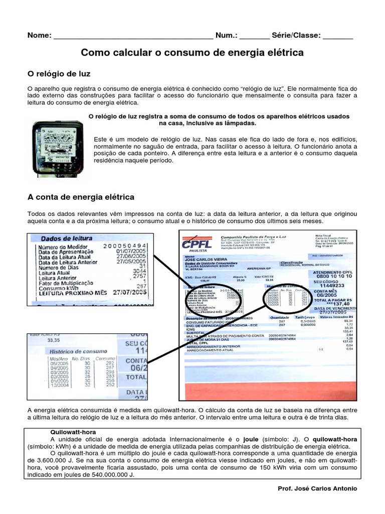 Como Calcular o Consumo de Energia Elétrica PDF | PDF | Potência ...