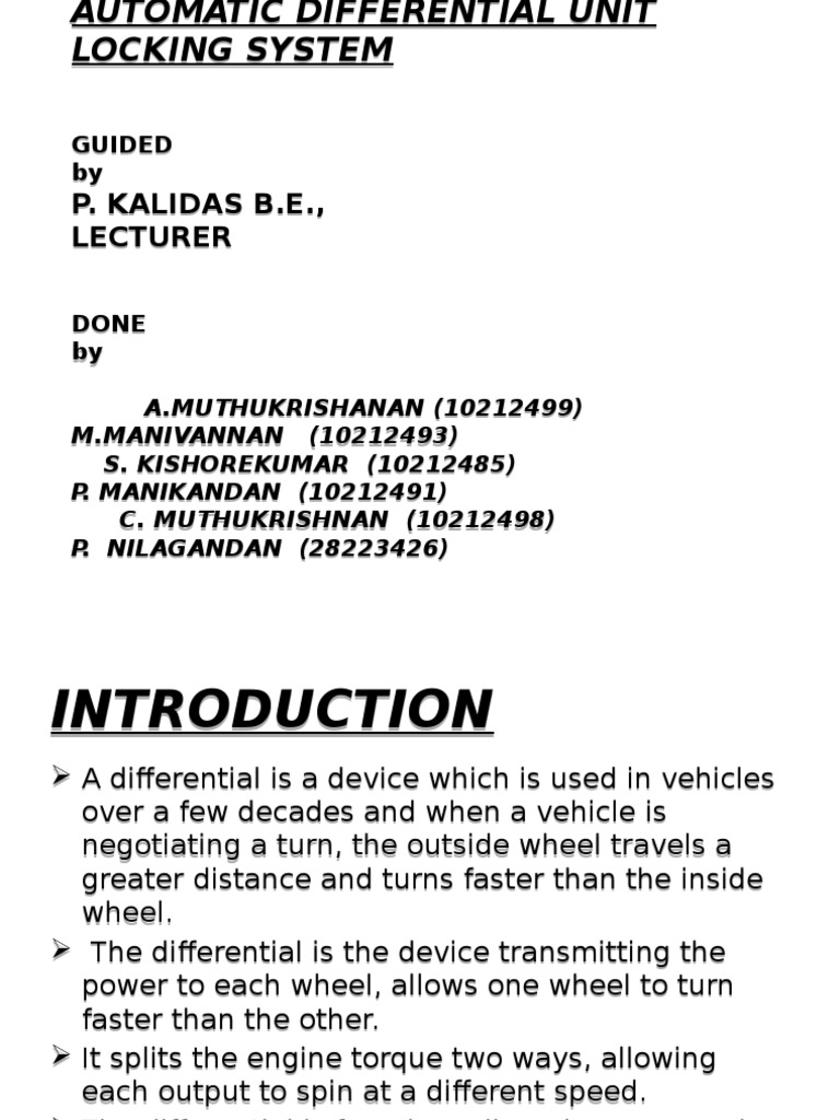 Automatic Differential Unit Locking System PDF Four Wheel Drive Valve