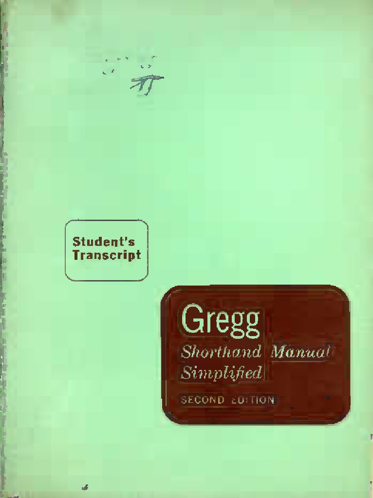 Gregg Shorthand Manual Simplified 2nd Ed Student's Transcript (1955)