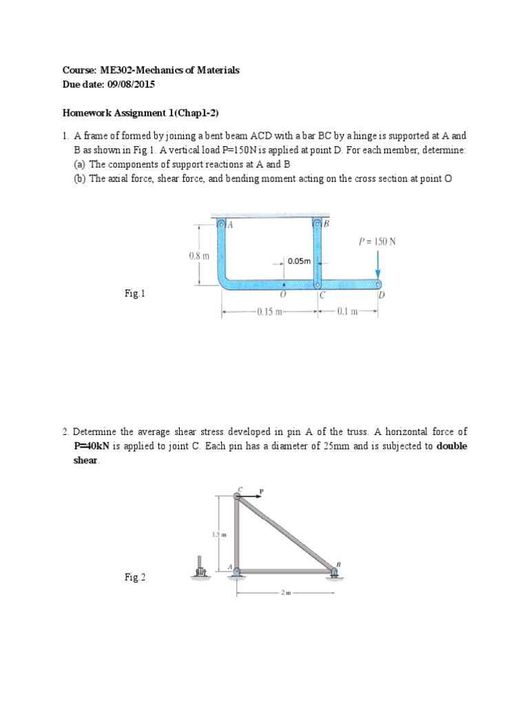 Mechanics of Materials Homework 1 | PDF | Technology & Engineering