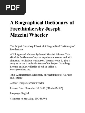 A Biographical Dictionary Of Freethinkers Of All Ages And - 