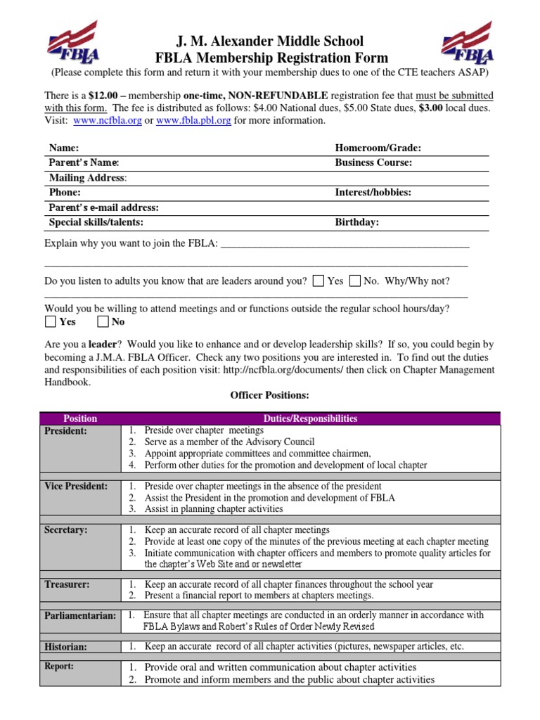 Application - Fbla 082015 | PDF | Parliamentary Procedure | Business