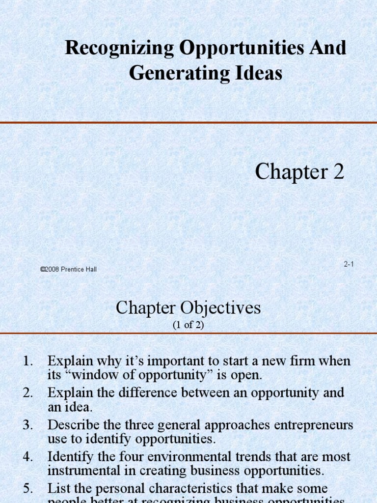 Ch#2 Recognizing Opportunities and Generating Ideas | PDF | Focus Group ...