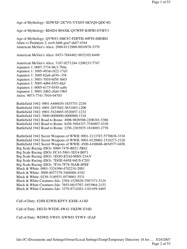 9000 Game Serials | PDF | Leisure | Sports