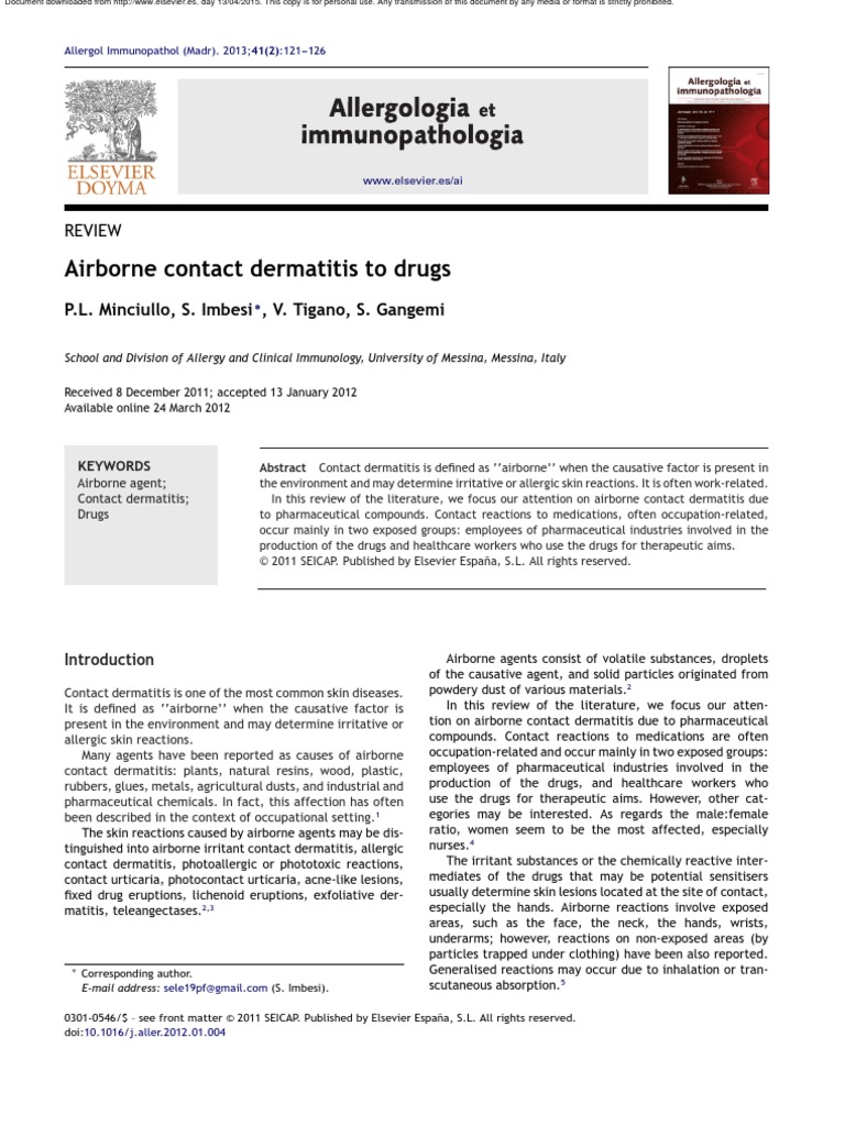 Airborne Contact Dermatitis To Drugs: Review | Download Free PDF ...