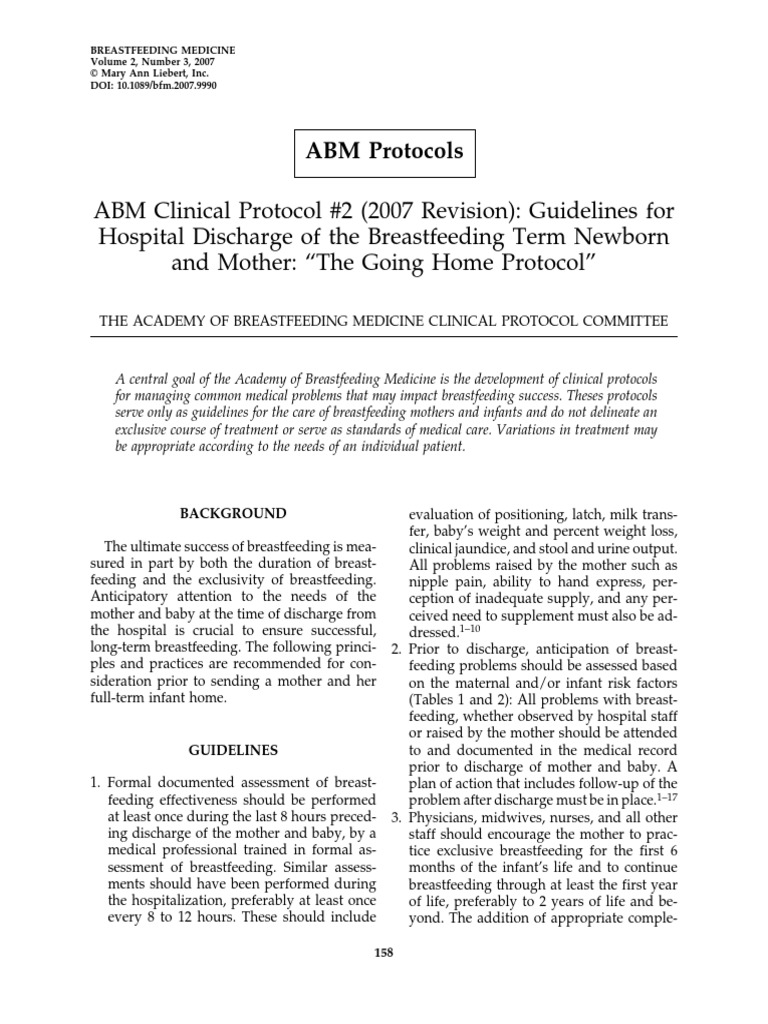Protocol 2goinghome Revised07-1 PDF | PDF | Breastfeeding | Infants