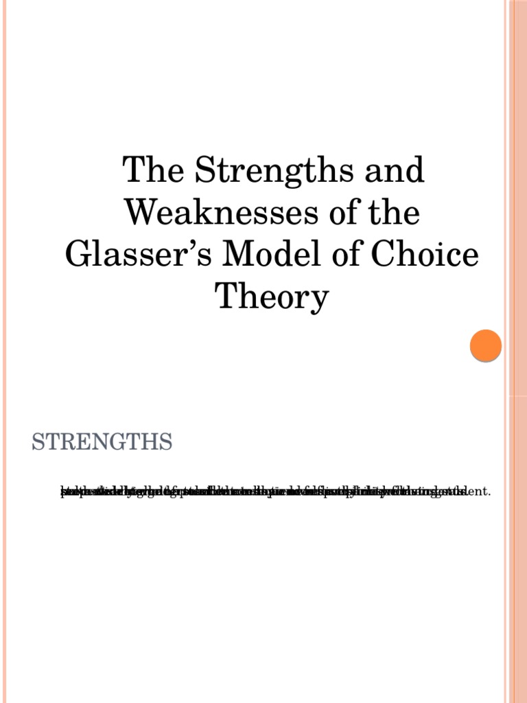 The Strengths and Weaknesses of The Glasser's Model of Choice Theory PDF