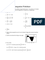 Integration Worksheet for Calculating Indefinite and Definite Integrals