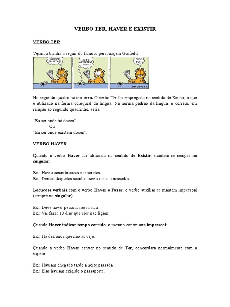 Uso dos Verbos Ter, Haver e Existir | PDF