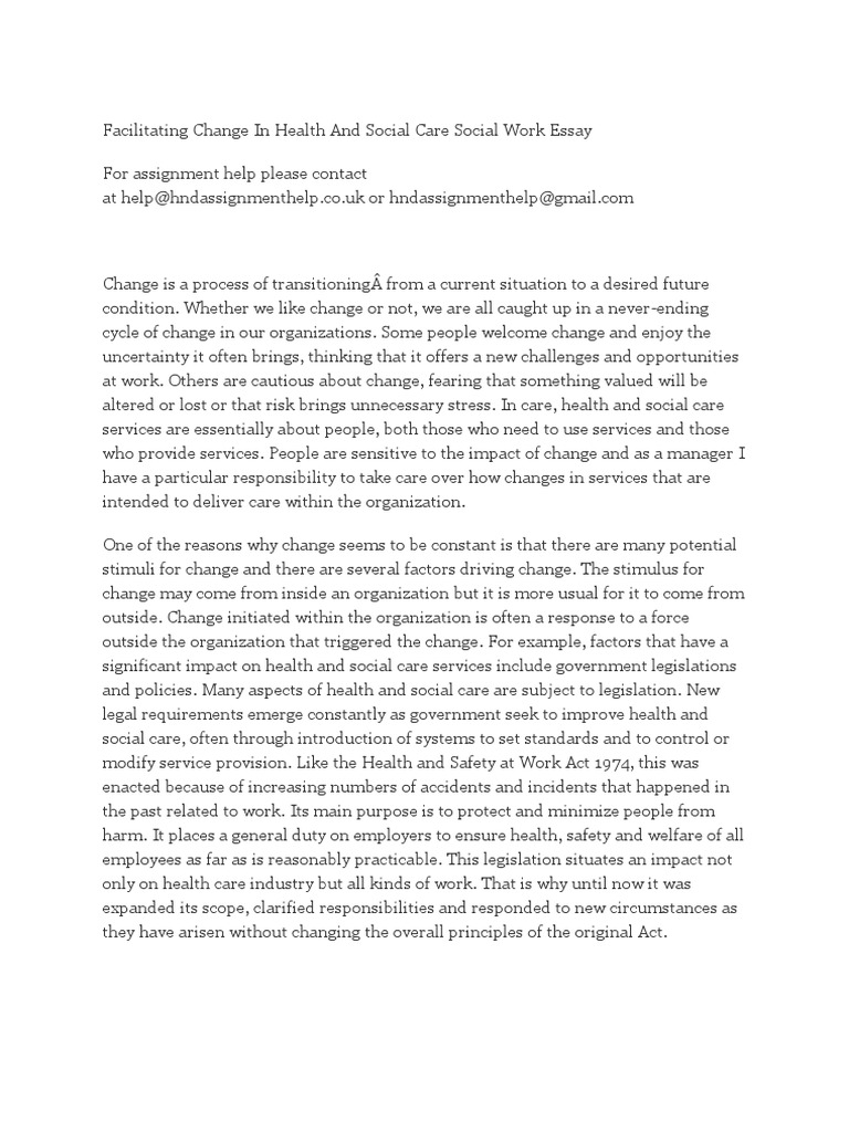 Facilitating change essay image