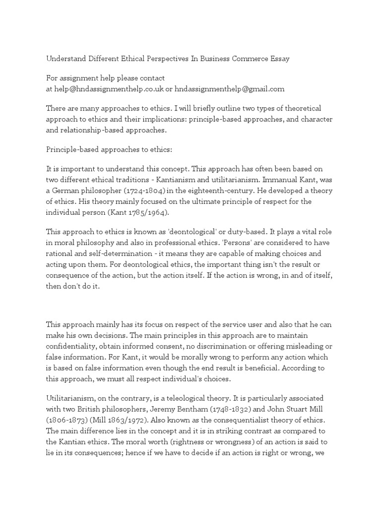 Ethical perspectives essay picture