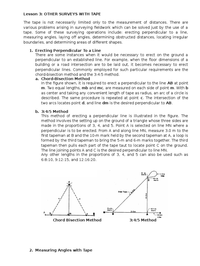 2b Other Surveys With Tape Pdf Perpendicular Triangle