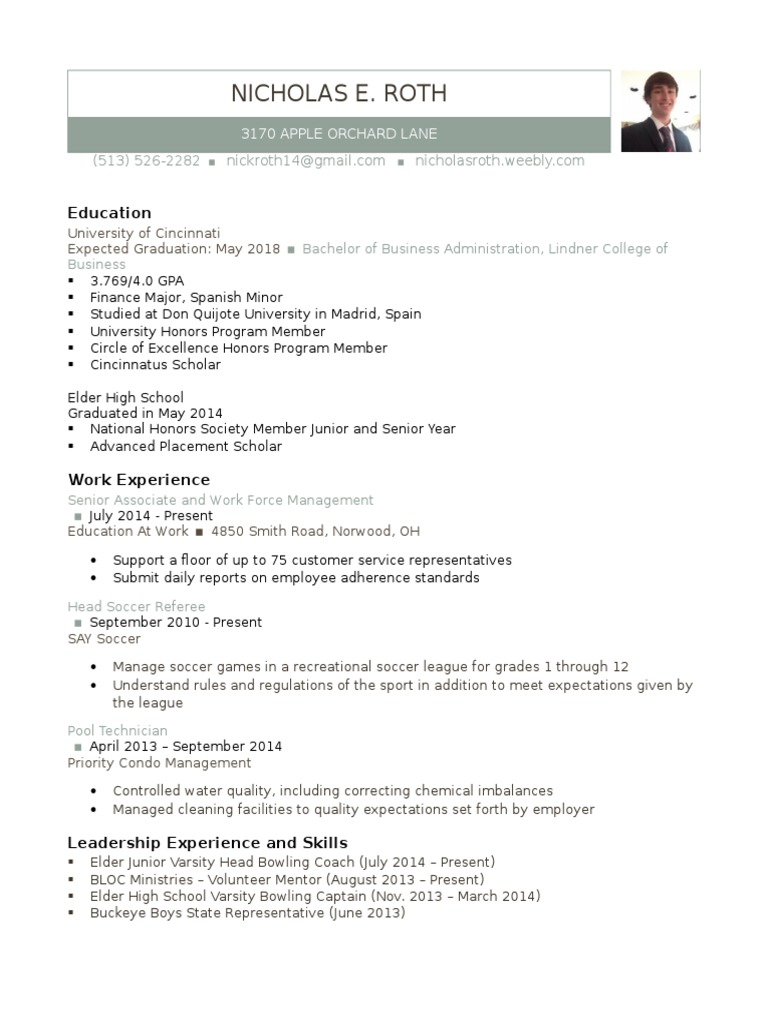 Roth Nicholas e Resume | PDF