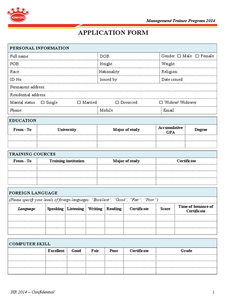Application Form Management Trainee | PDF | Behavior Modification ...