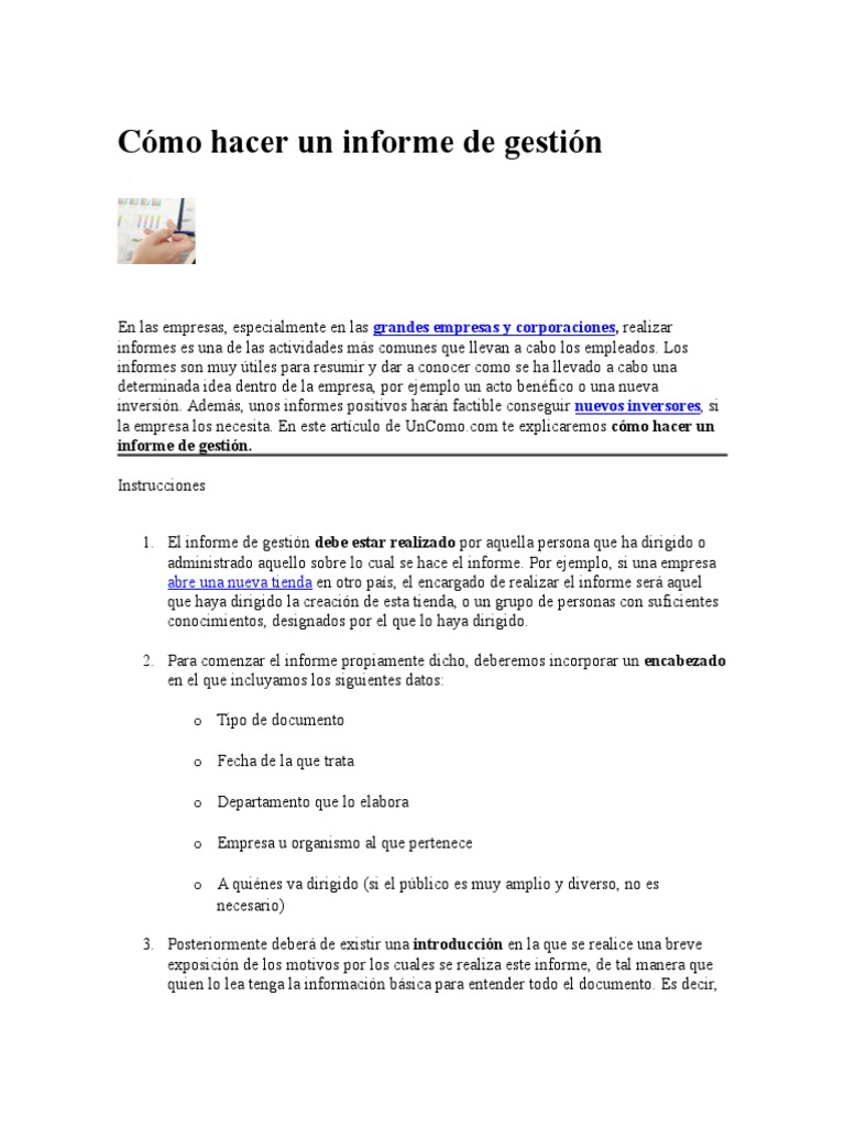 Guía para elaborar un informe de gestión | PDF | Información | Inversiones