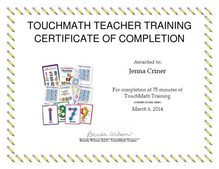 TouchMath Training Certificate | PDF