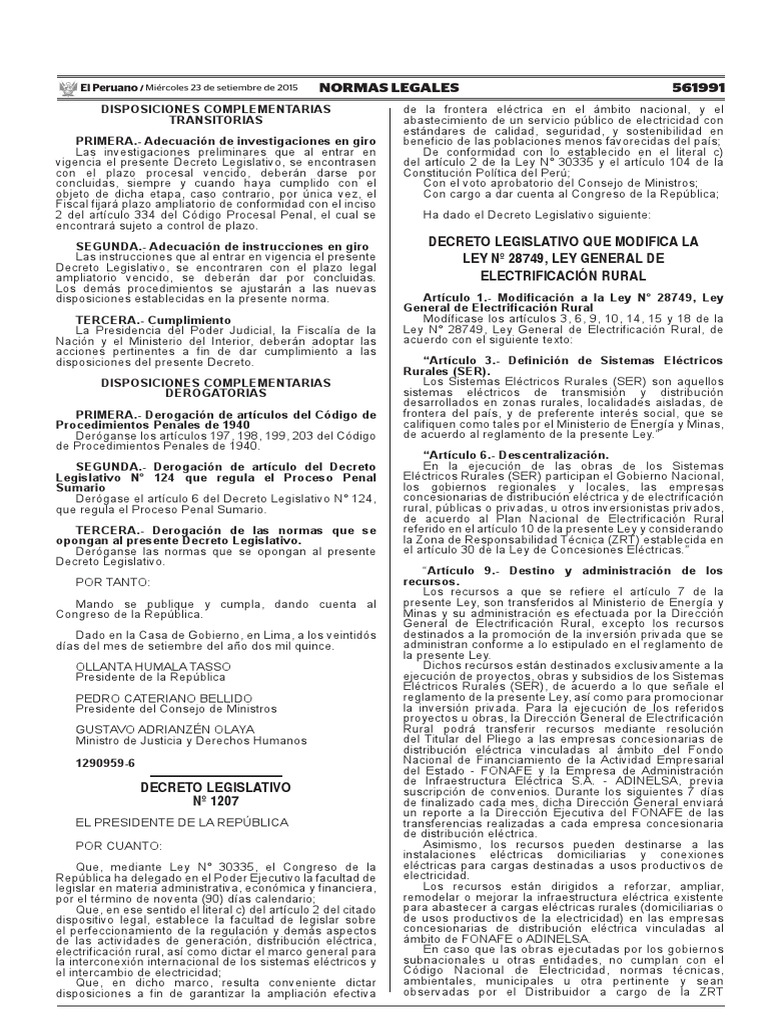 D L 1207 | PDF | República | Regulación