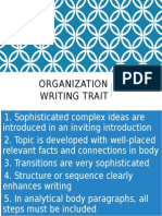 Organization Writing Trait - Score of A 6