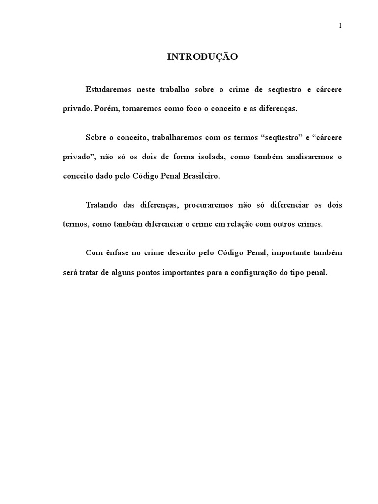 Sequestro e Carcere Privado Diferenças PDF Sequestro Prisão
