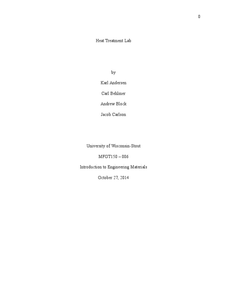 Heat Treatment Lab Report | PDF | Heat Treating | Hardness