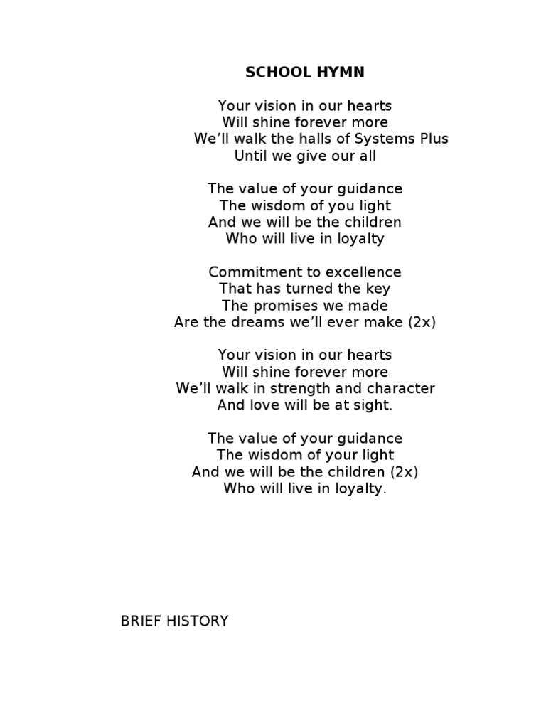 School Hymn Pdf Computing Computing And Information Technology