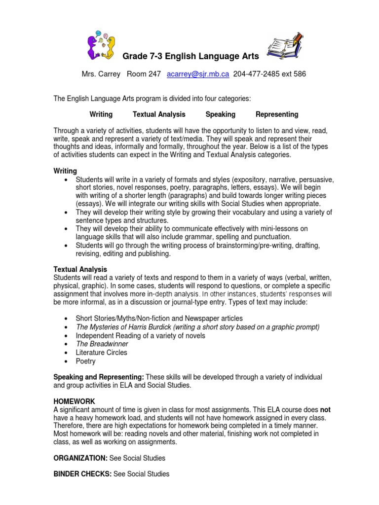 28-28 Grade 28-28 Ela Course Outline  PDF  Homework  Essays