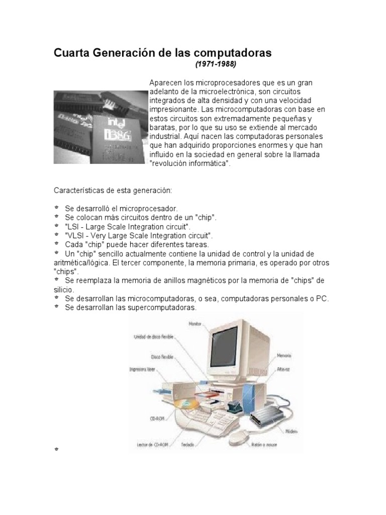 Cuarta Generacion de Computacion | PDF | Microprocesador | Circuito ...