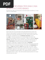 Sugestões Para Ter Uma Casa Bonita a Custo Baixo