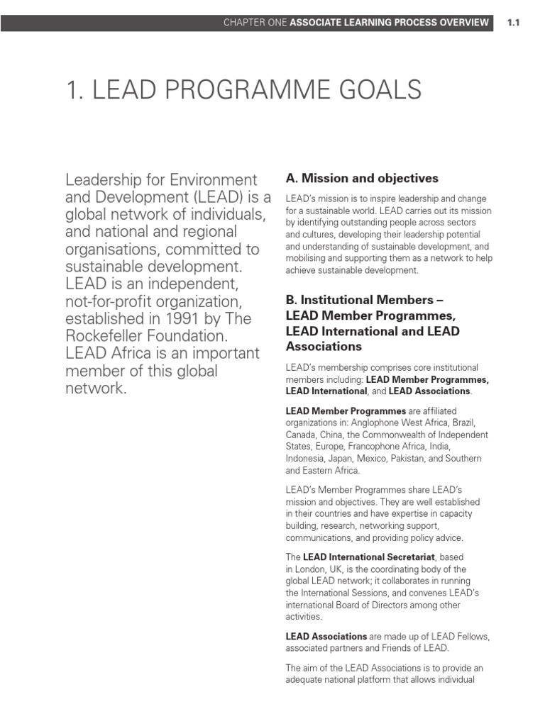 LEAD Program Overview for Sustainable Development | PDF | Mentorship ...