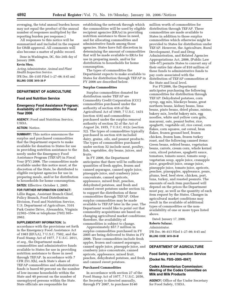 Notice: Meetings: Codex Alimentarius Commission— Milk and Milk Products ...