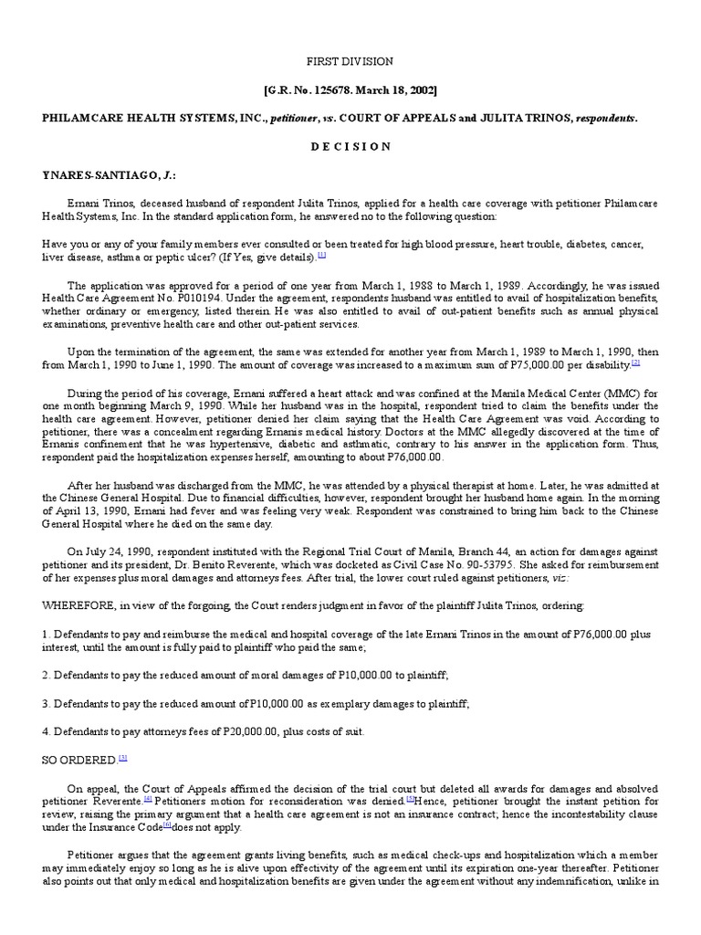 Insurance Cases | PDF | Indemnity | Health Maintenance Organization